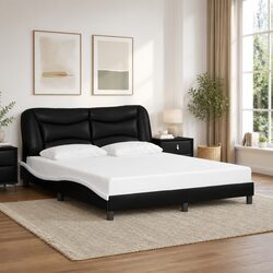 Queen Bed Frame Specifications: White Faux Leather Design