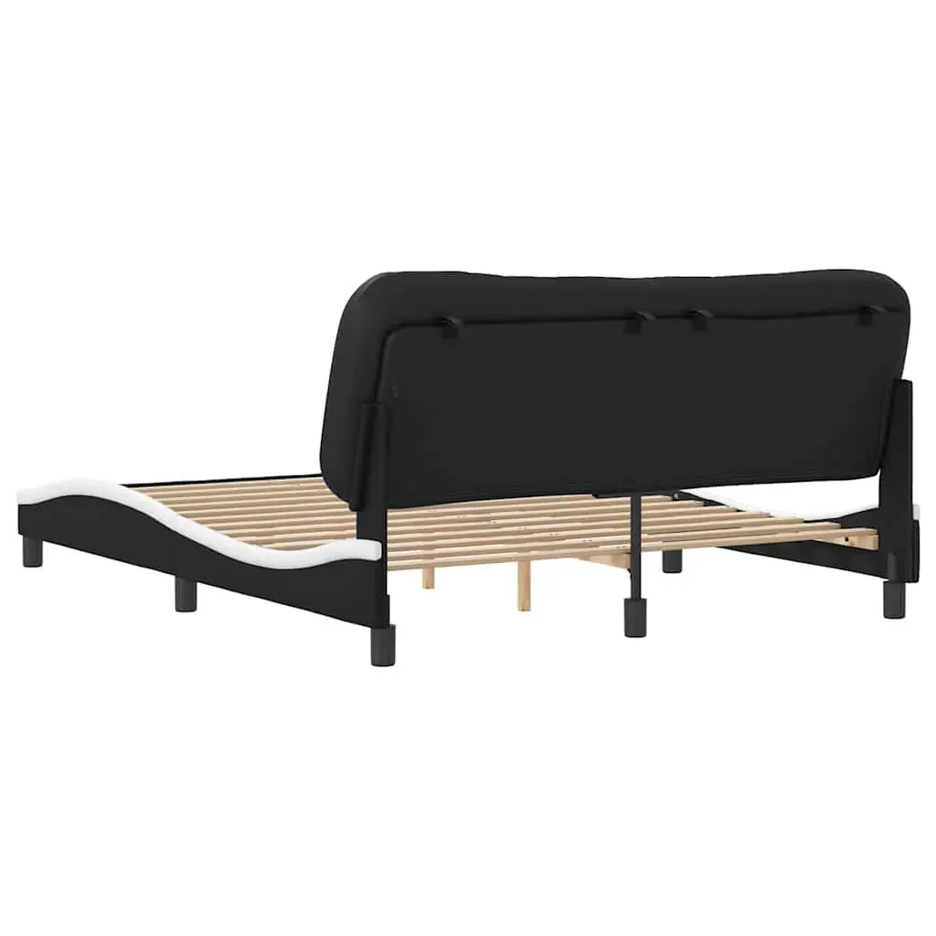 Queen Bed Frame with Headboard White Faux Leather Modern Bedroom Furniture