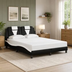 Double Bed Frame Specifications: Black Faux Leather Design