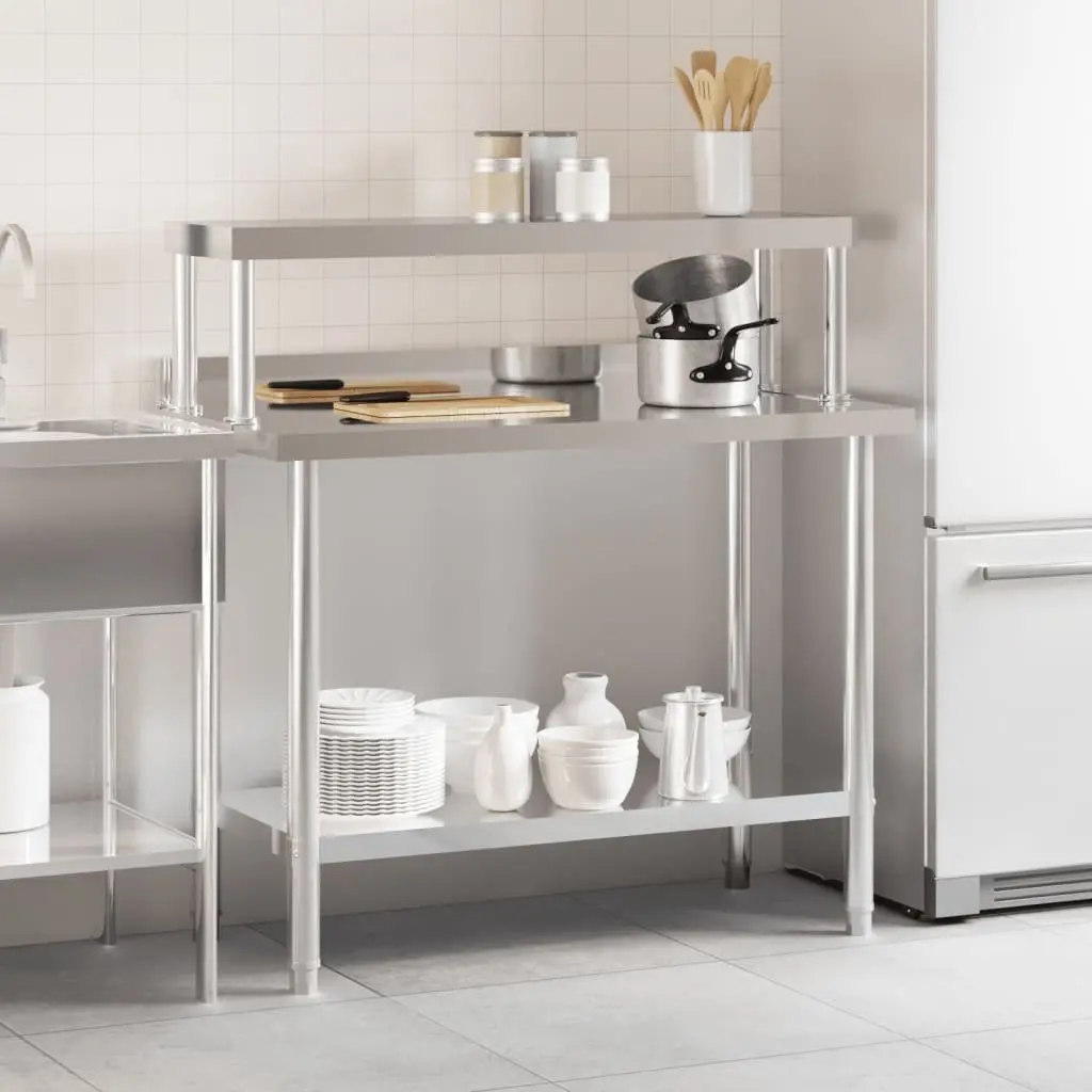 Stainless Steel Kitchen Work Table for Food Prep 110 x 55 x 120 cm