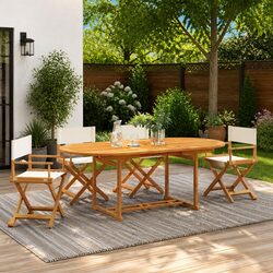 Folding Garden Chairs: 4-Piece Set with Acacia Frame