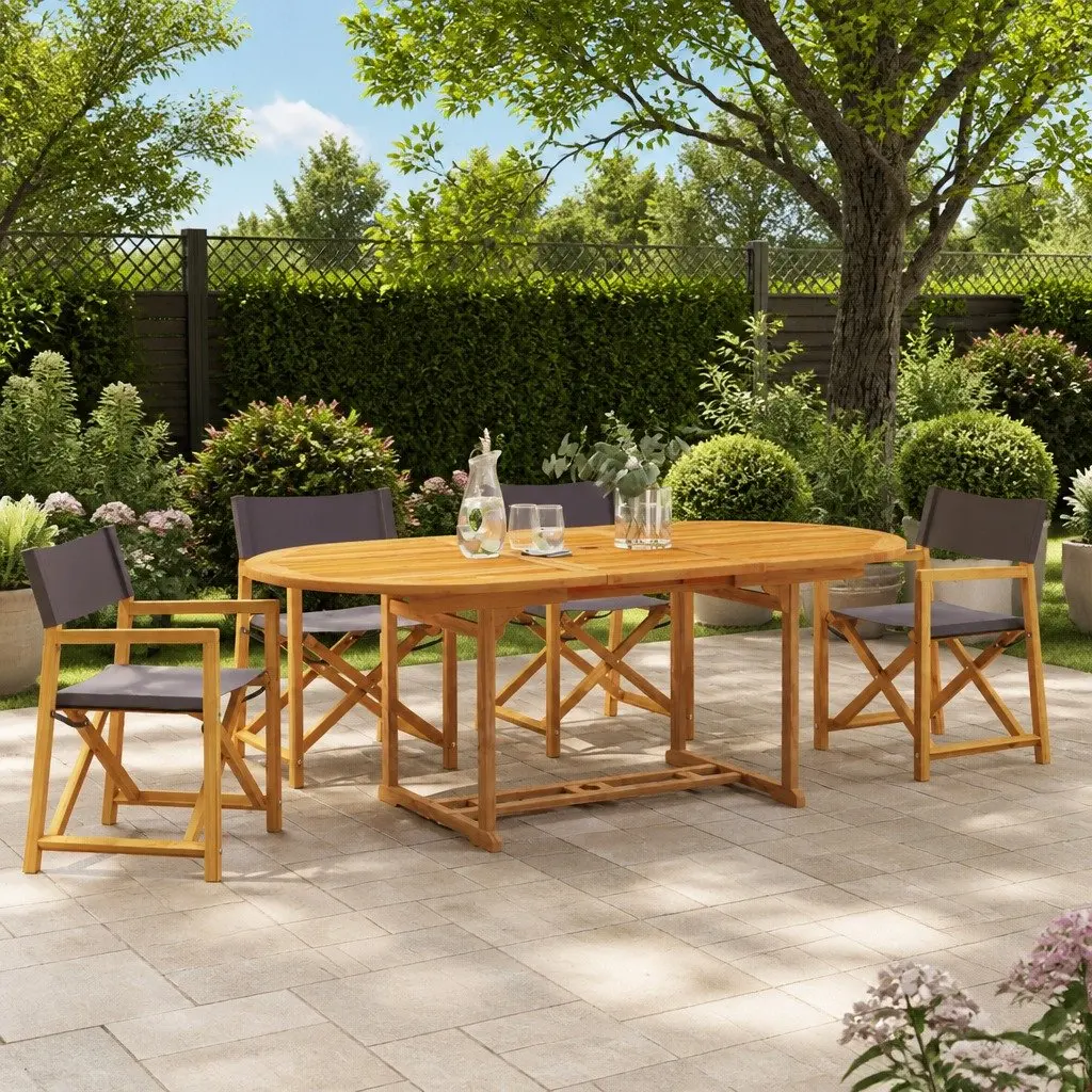 Folding Garden Chairs Set of 4 Outdoor Use Grey Fabric