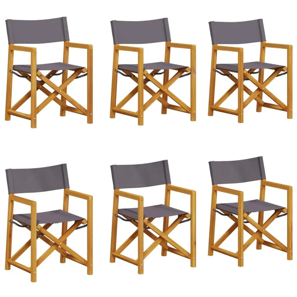 Folding Garden Chairs Set of 6 for Outdoor Use Grey Fabric