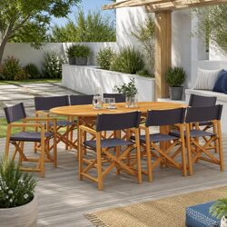 8 Lightweight Folding Garden Chairs - Dark Grey Fabric