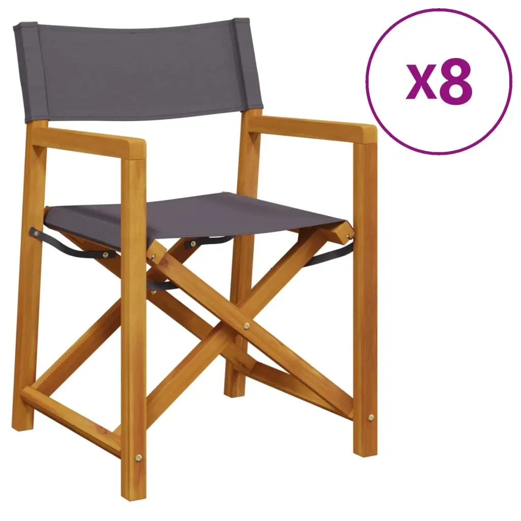 8 Piece Outdoor Garden Chairs Set Dark Grey Fabric Folding Style for Camping and Balcony