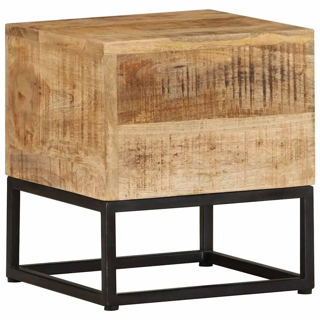 End Table 30x30x33 cm Rough Mango Wood Side Table Brown Accent Living Room