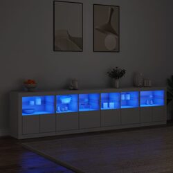 White Sideboard Dimensions: 283 x 37 x 67 cm with RGB LED