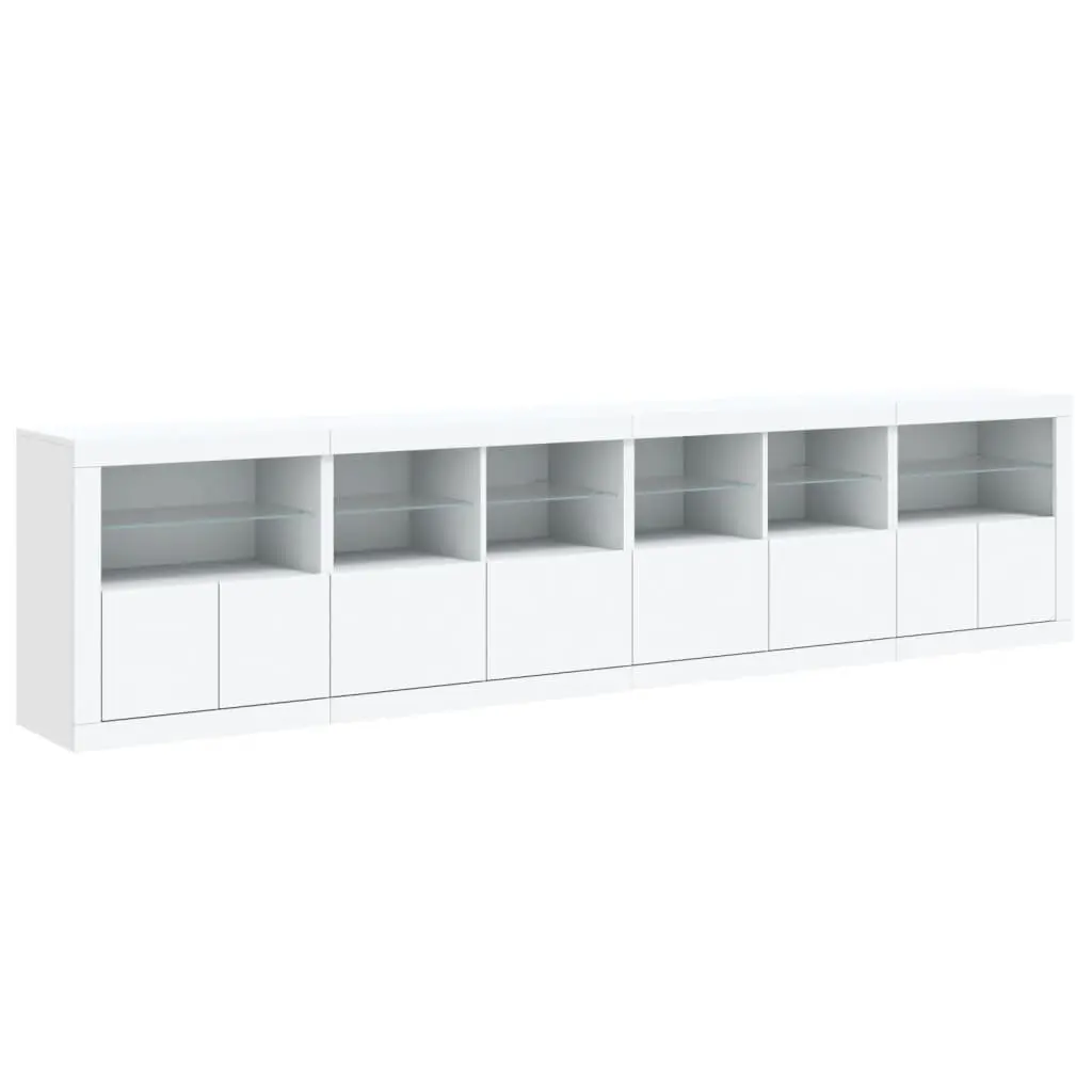 White Sideboard for Living Room with RGB LED Lights 283 x 37 x 67 cm