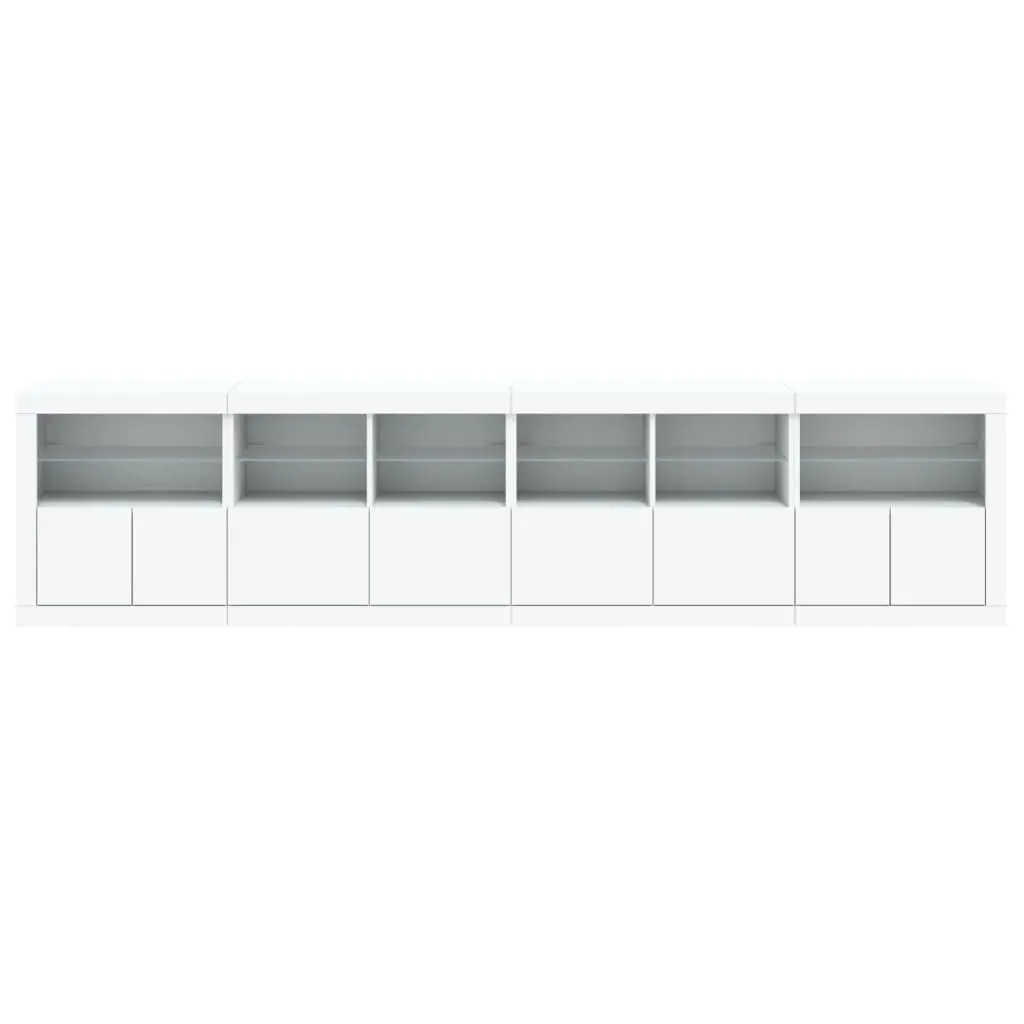 White Sideboard for Living Room with RGB LED Lights 283 x 37 x 67 cm