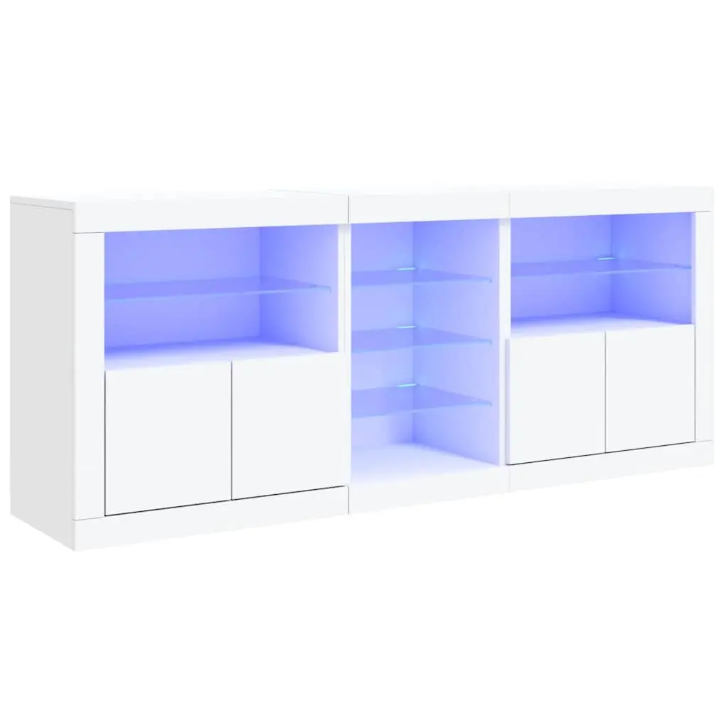 White Sideboard Cabinet for Living Room with RGB LED Lights 181.5 x 37 x 67 cm