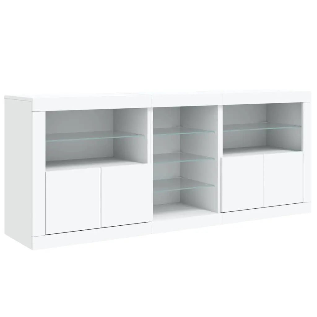 White Sideboard Cabinet for Living Room with RGB LED Lights 181.5 x 37 x 67 cm