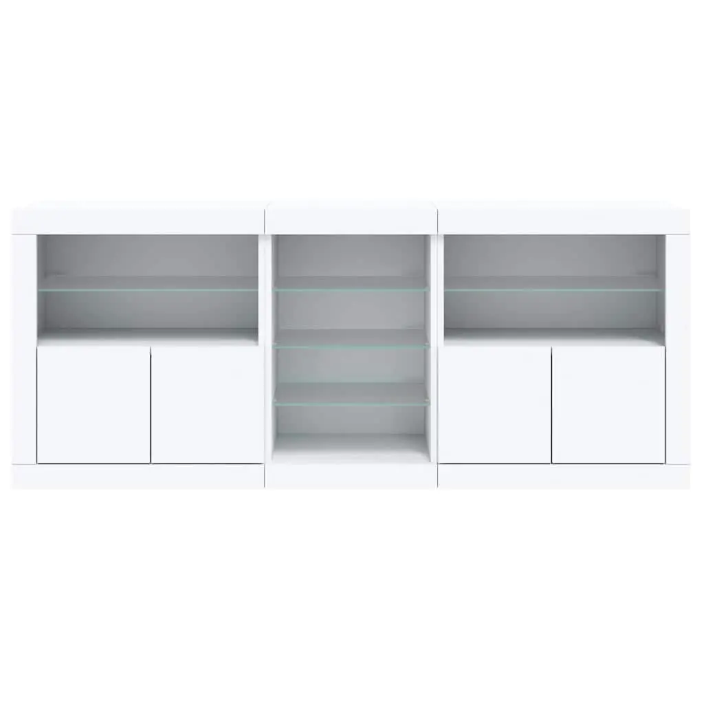 White Sideboard Cabinet for Living Room with RGB LED Lights 181.5 x 37 x 67 cm