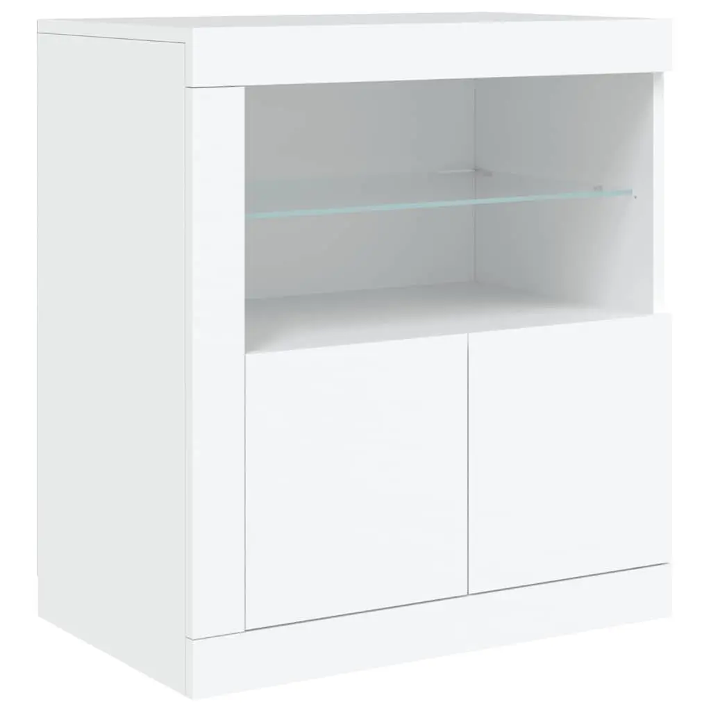 White Sideboard Cabinet for Living Room with RGB LED Lights 181.5 x 37 x 67 cm
