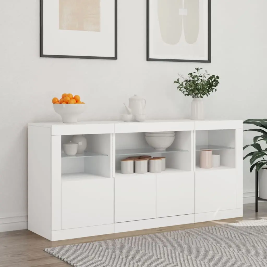 White Sideboard with RGB Lighting 142.5x37x67cm
