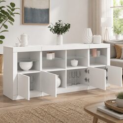 White Sideboard with RGB LED Lights - 163x37x67cm Dimensions