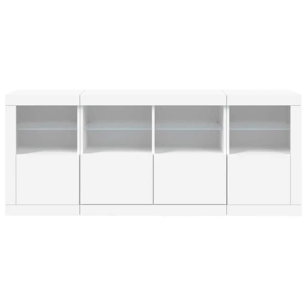 White Sideboard with RGB LED Lights Modern Storage Cabinet Buffet 163x37x67cm