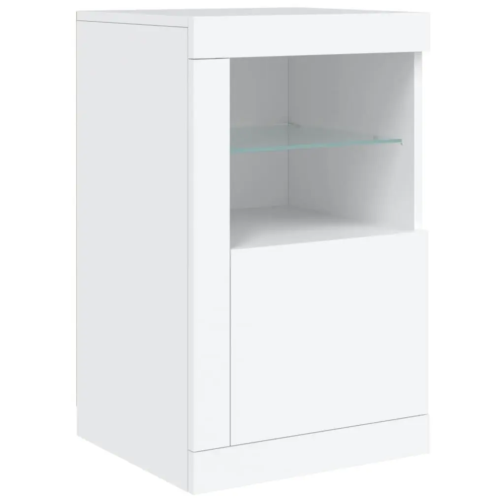 White Sideboard with RGB LED Lights Modern Storage Cabinet Buffet 163x37x67cm