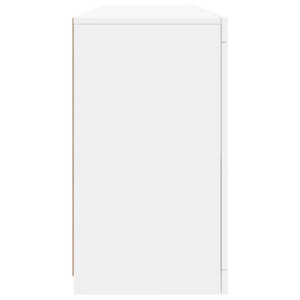 White Sideboard with RGB LED Lights Modern Storage Cabinet Buffet 163x37x67cm