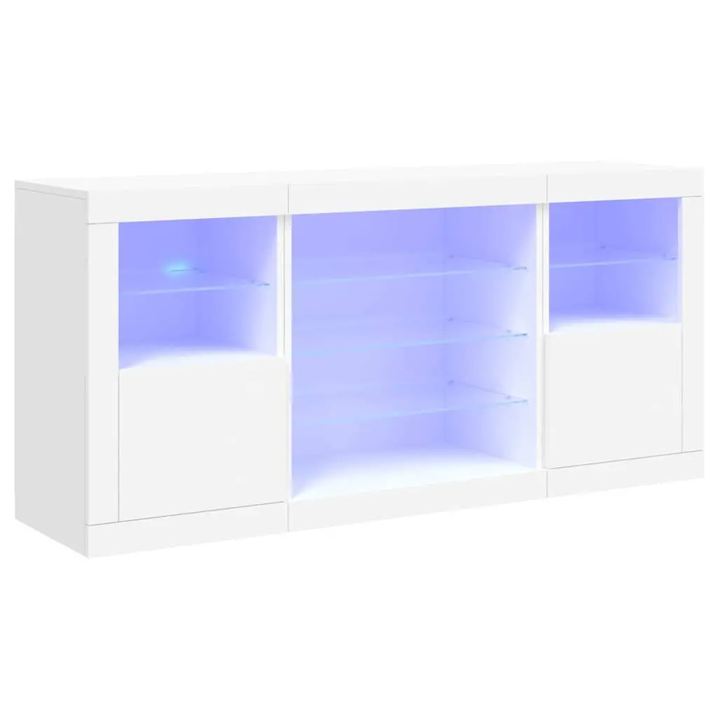 Storage Cabinet Sideboard for Hallway RGB LED Lights White 1425x37x67cm
