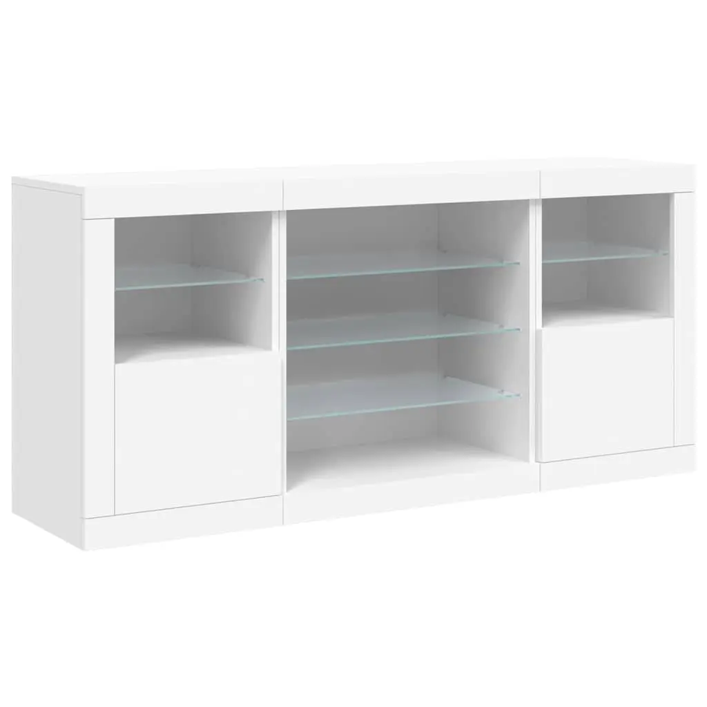 Storage Cabinet Sideboard for Hallway RGB LED Lights White 1425x37x67cm