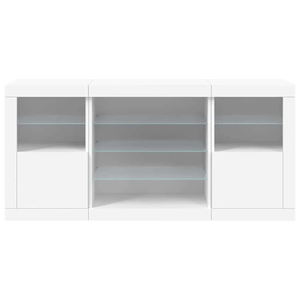 Storage Cabinet Sideboard for Hallway RGB LED Lights White 1425x37x67cm