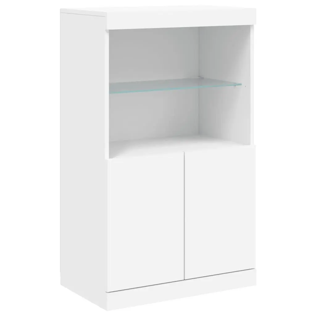 Sideboards for Home Use 3 Pieces White Storage Cabinet with RGB LED Lights