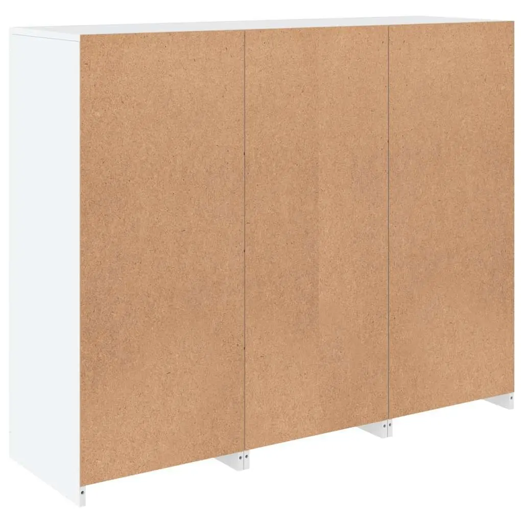 3-Piece White Sideboard Set with RGB LED Lighting