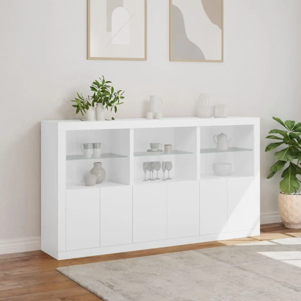 White Sideboard Cabinet for Hallway with RGB LED Lights 1815 x 370 x 1000 mm