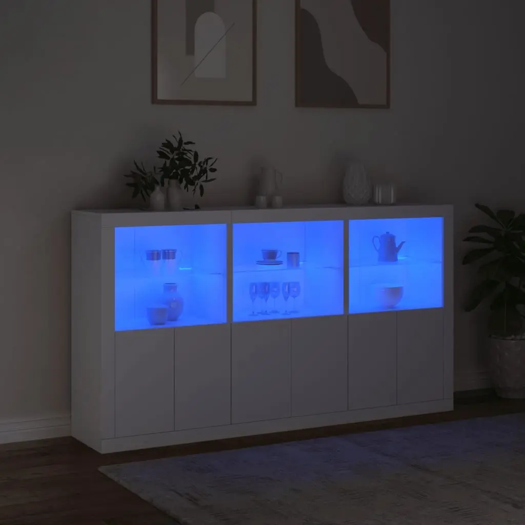 White Sideboard Cabinet for Hallway with RGB LED Lights 1815 x 370 x 1000 mm