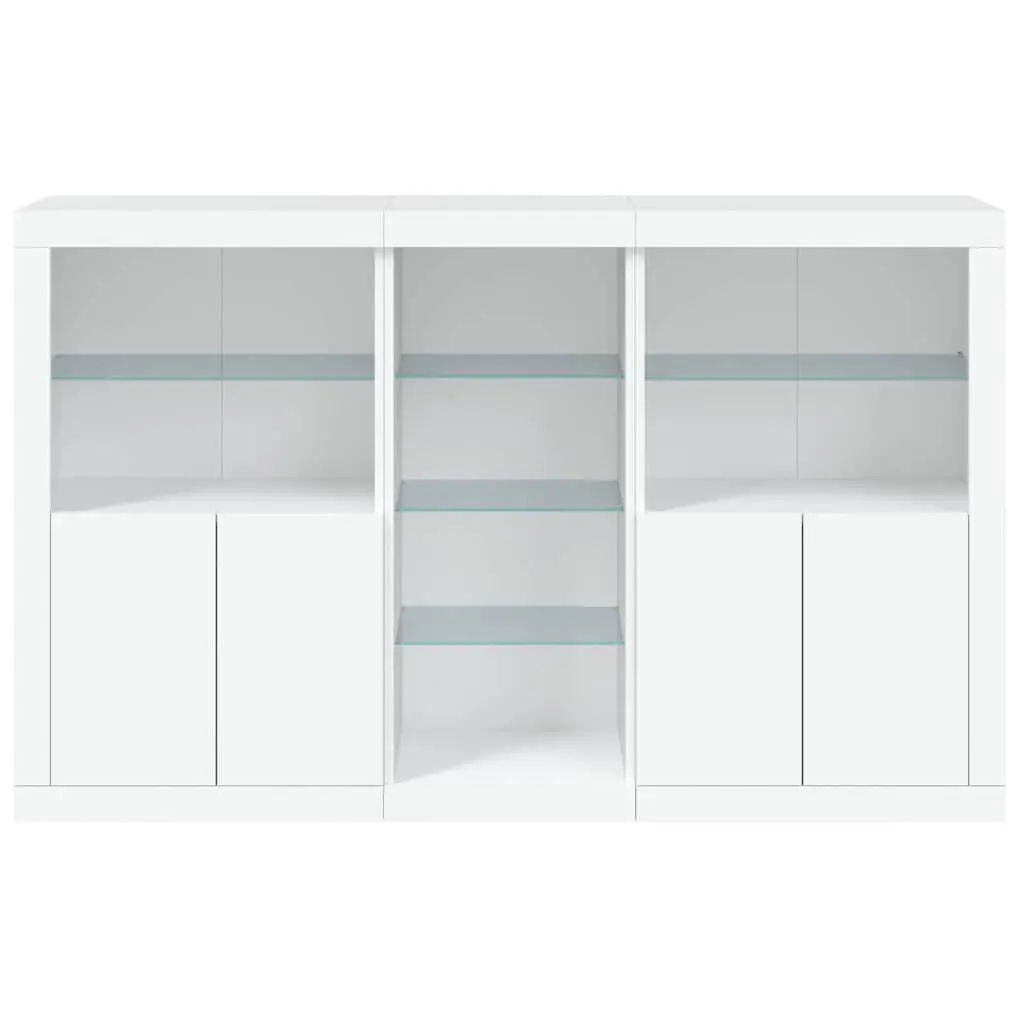 RGB LED White Sideboard Cabinet