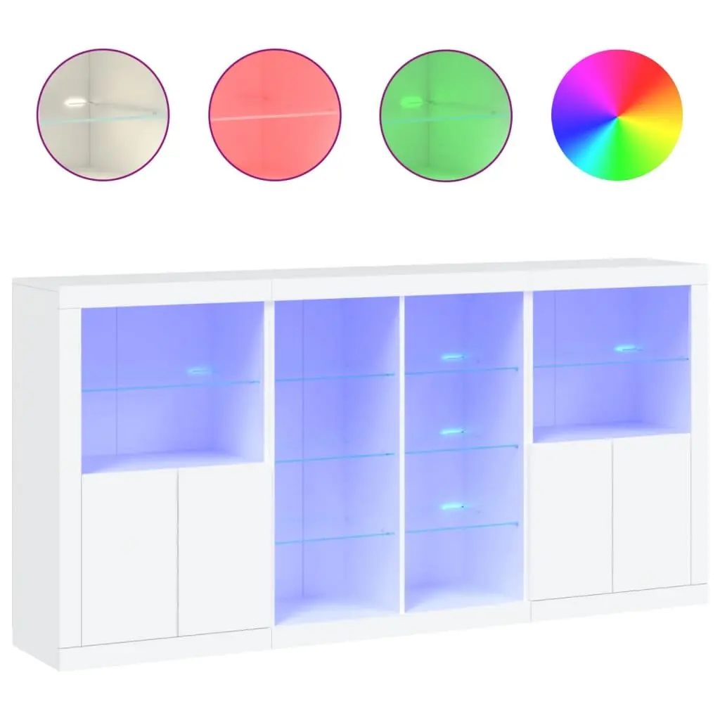 Sideboard Cabinet for Hallway with RGB LED Lights 202 cm White