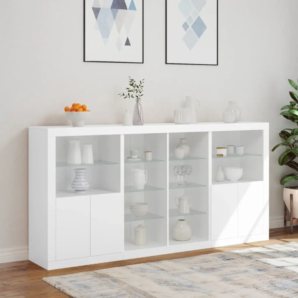 Sideboard Cabinet for Hallway with RGB LED Lights 202 cm White