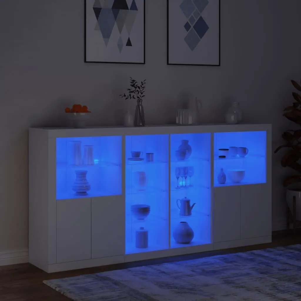 Sideboard Cabinet for Hallway with RGB LED Lights 202 cm White