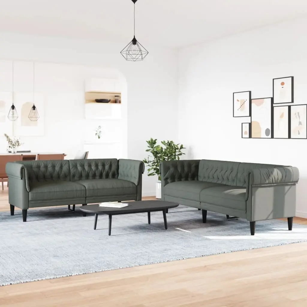 2-Piece Grey Fabric Sofa Set