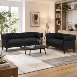 2 Piece Black Sofa Set: Modern Design for Your Living Room