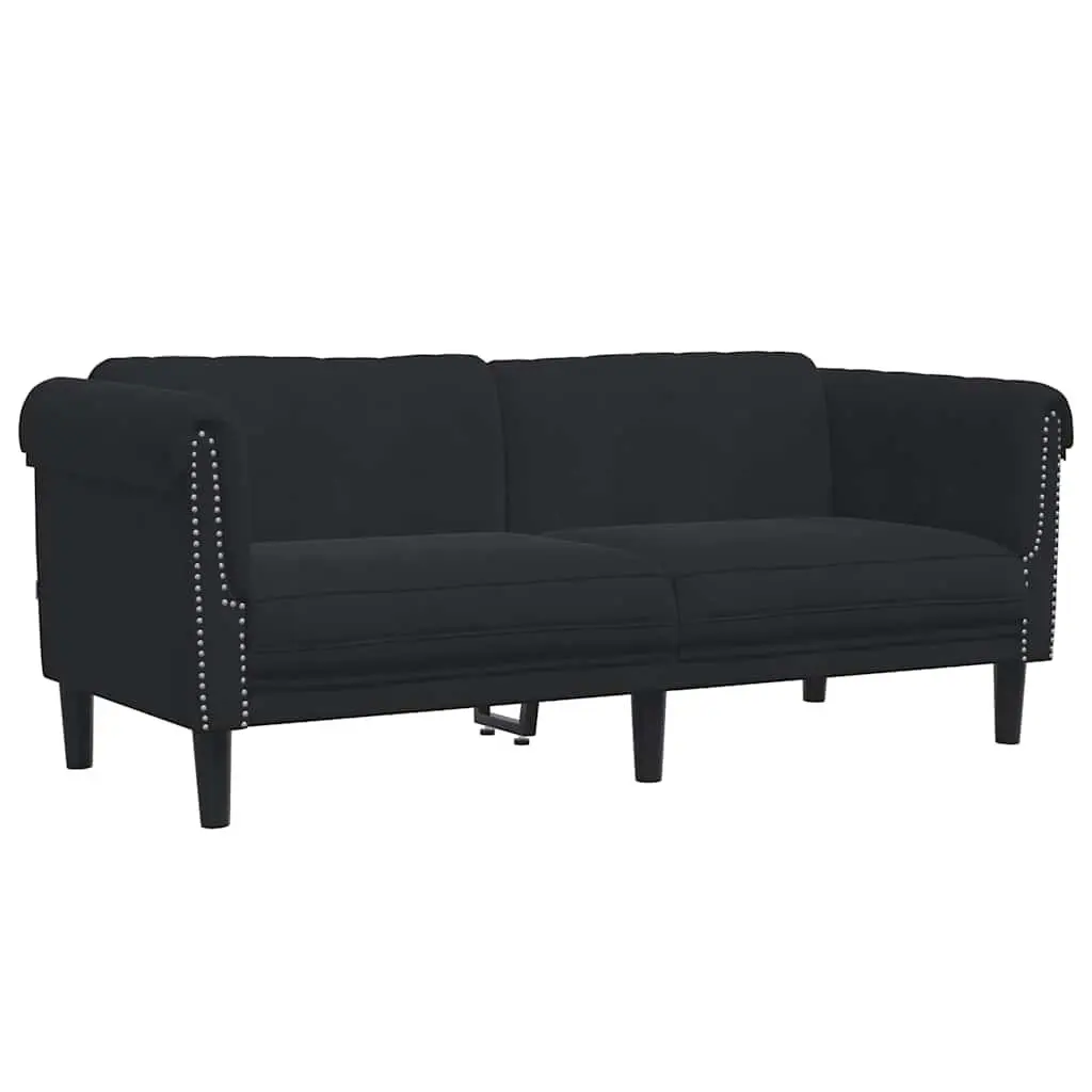 2 Piece Sofa Set Black Velvet Living Room Furniture Modern Design Comfortable
