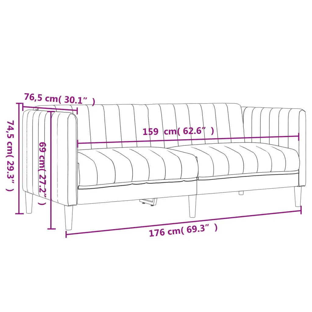 2 Piece Sofa Set Grey Fabric Living Room Seating Modern Design Comfortable Couch