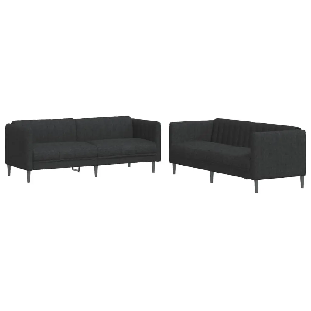 2 Piece Modern Black Sofa Set
