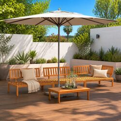 4 Piece Garden Pallet Sofa Set: Acacia Wood, Brown
