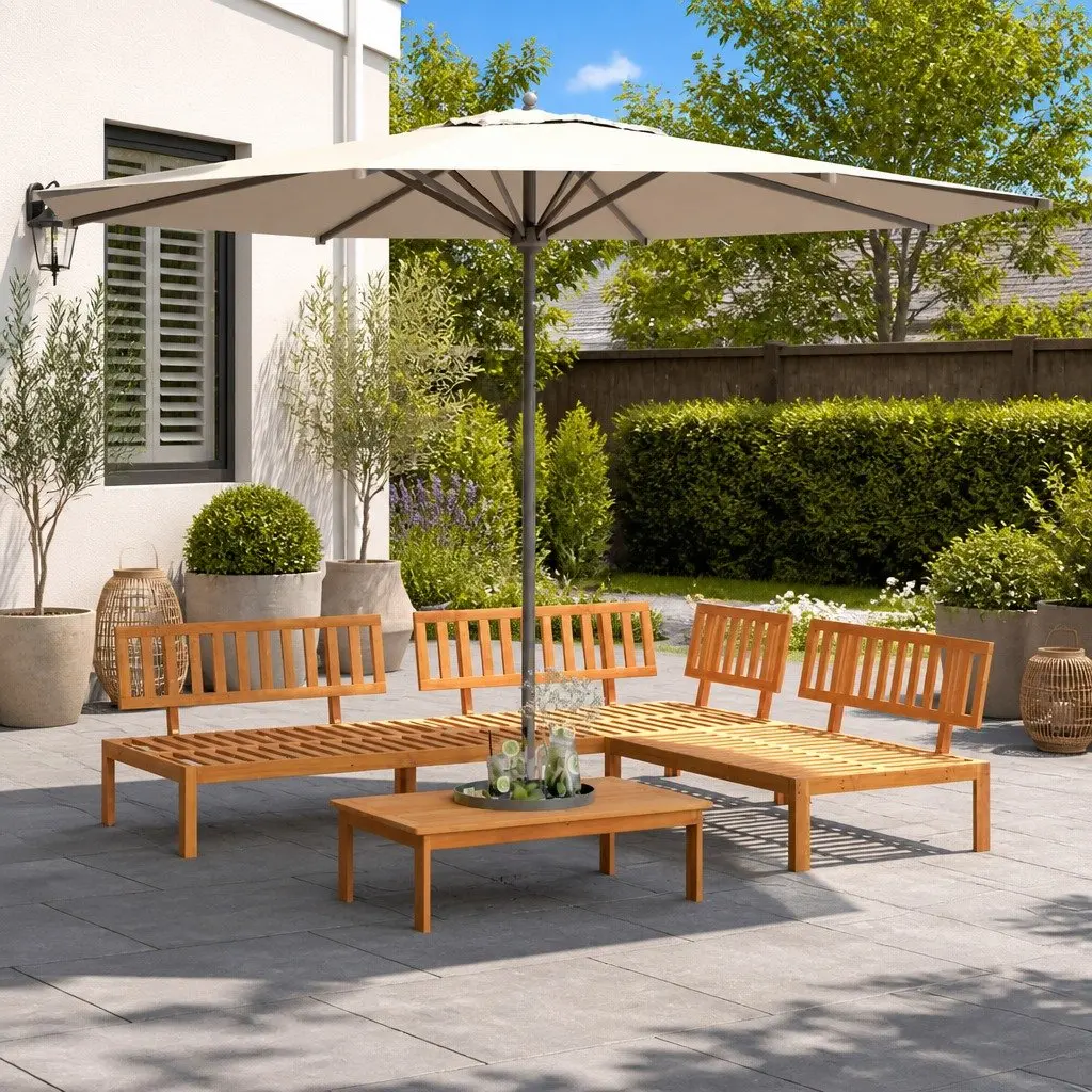 4 Piece Garden Pallet Sofa Set Outdoor Patio Brown Solid Acacia Wood