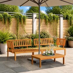 Outdoor Sectional Sofa Corner Set - 2 Piece Acacia Wood