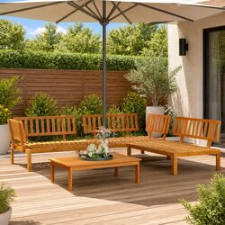 Detailed Specs: 4-Piece Outdoor Sofa Set in Brown