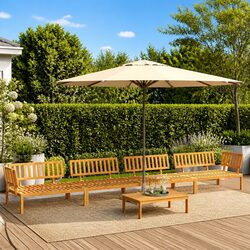 5 Piece Modular Outdoor Sofa Set in Brown Acacia Wood