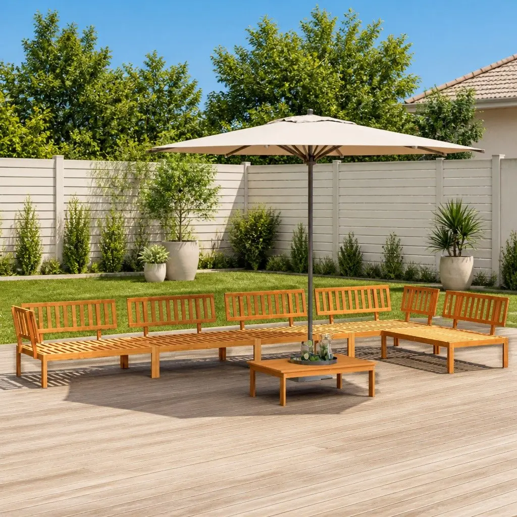 Outdoor Sectional Sofa Set Garden Patio Furniture 6 Piece Brown Solid Wood