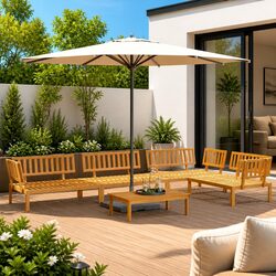 5-Piece Modular Garden Sofa Set with Slatted Design