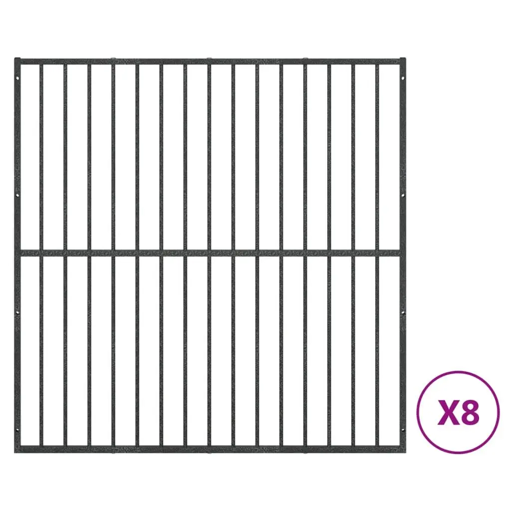 8-Panel Dog Playpen in Black Steel