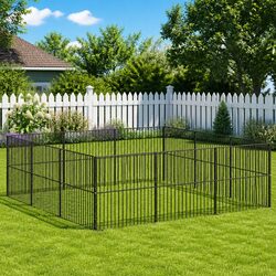 Specifications of the 12-Panel Dog Playpen in Black Steel