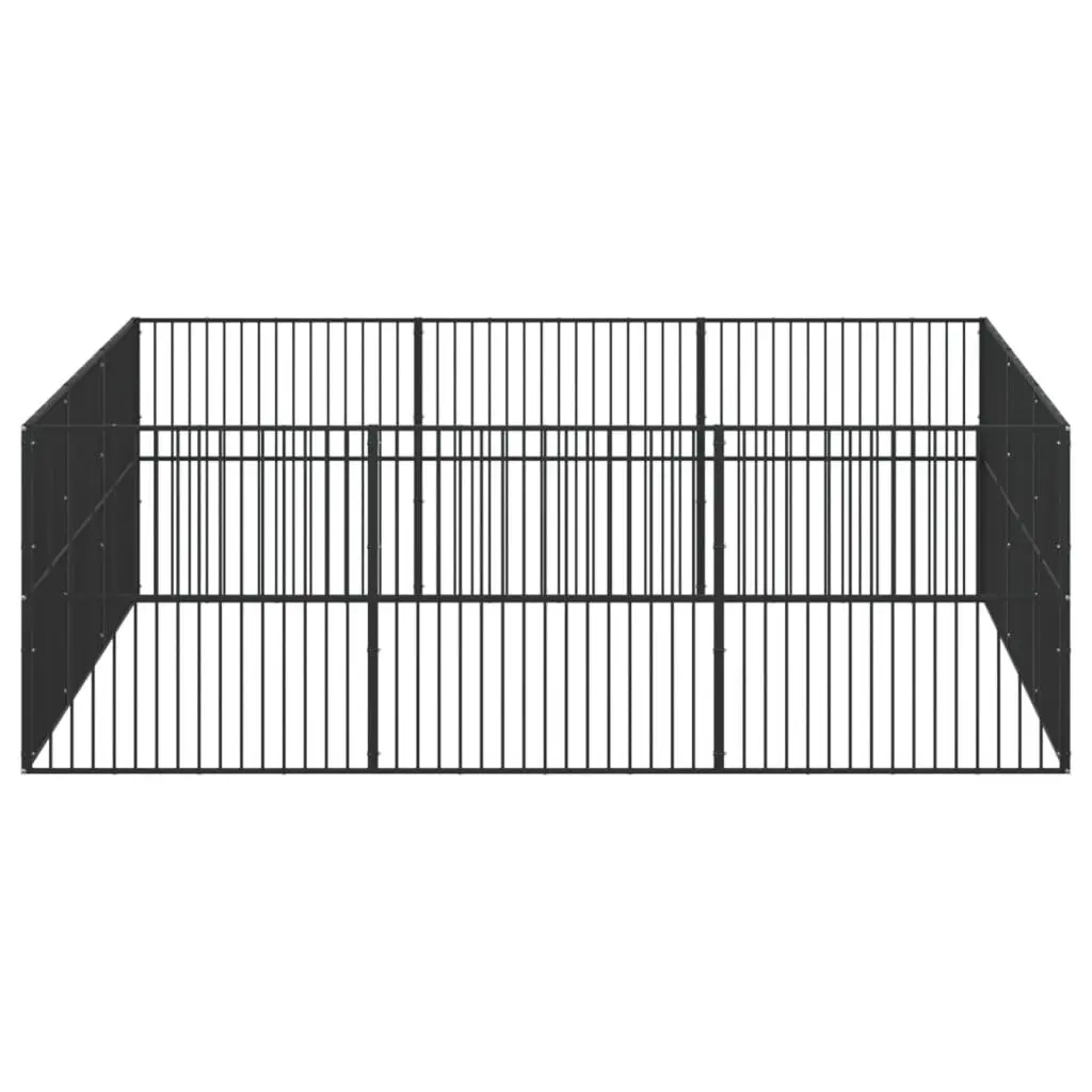Dog Playpen 12 Panels Black Galvanised Steel Portable Pet Enclosure Exercise Pen