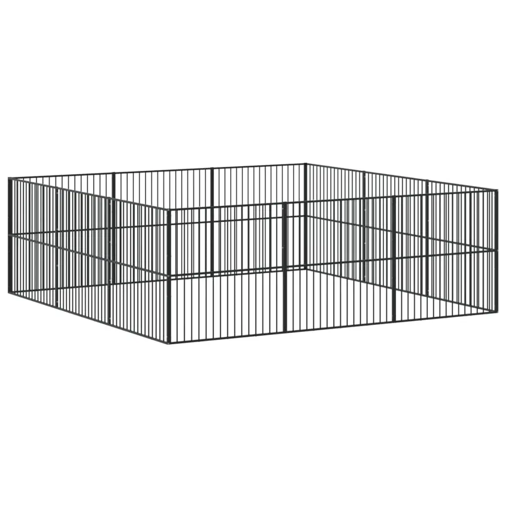 Dog Playpen 12 Panels Black Galvanised Steel Portable Pet Enclosure Exercise Pen