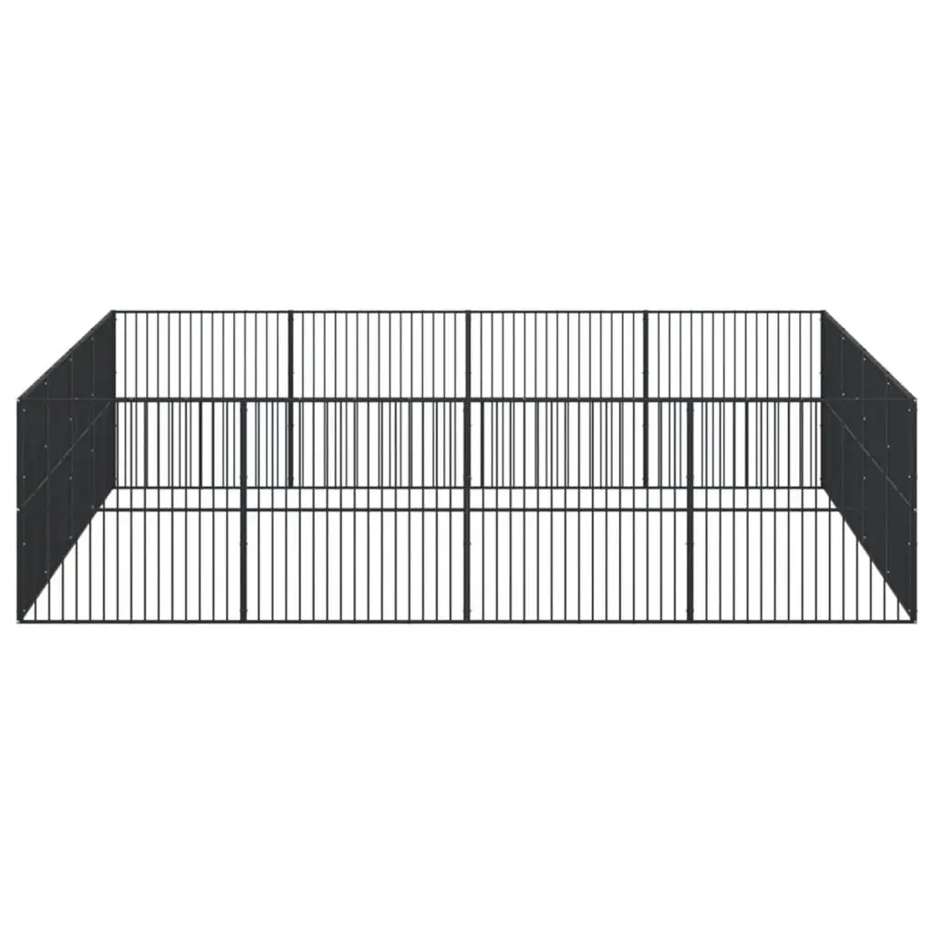 Dog Playpen for Pets 16 Panels Black Galvanised Steel Exercise Enclosure